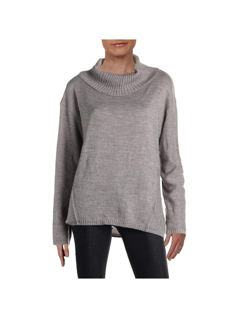 Bcx Womens Metallic Knit Cowl Neck Sweater Size L